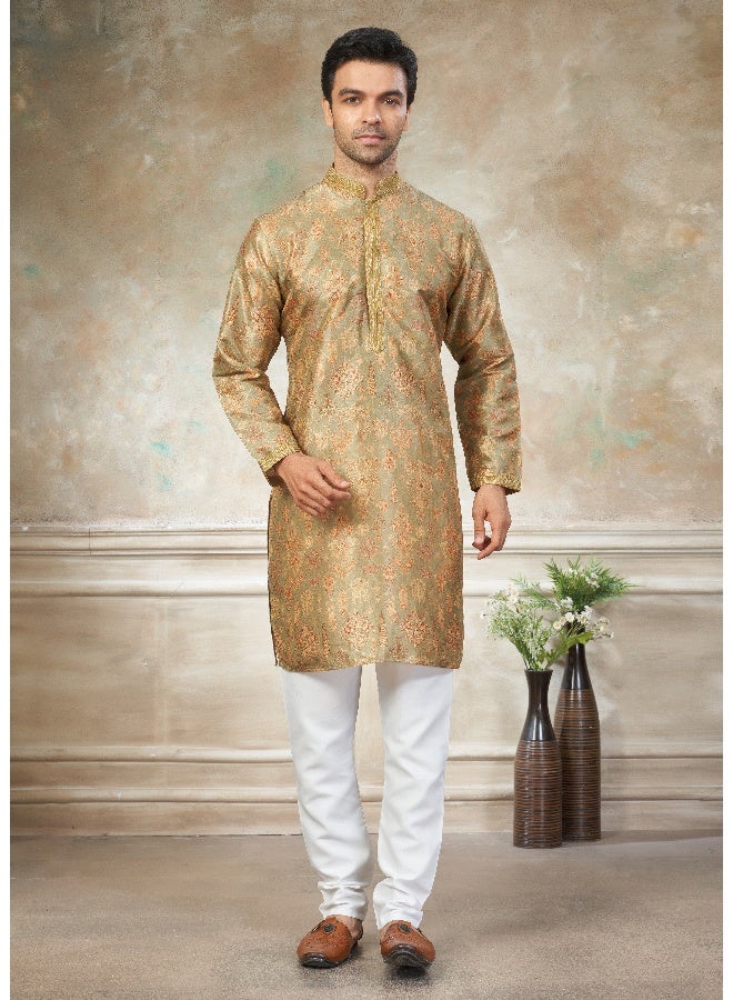 OUTLUK Yellow Silk Kurta for Men - Image 1